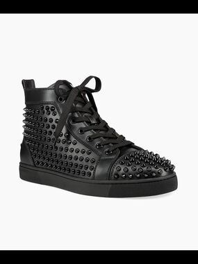 Christian Louboutin Black Spike-Embellished High Top Sneakers